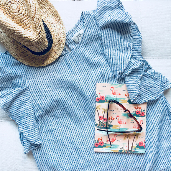 J. Crew Tops - J.Crew Ruffle Top in Linen & Cotton